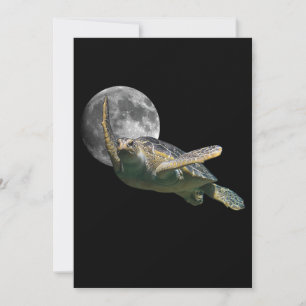 Kosmic Moon Zee Turtle Swimming in Space Premium Save The Date