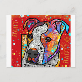 Kosmic Pit Bull - Helderkleurig - Cadeauidee Briefkaart