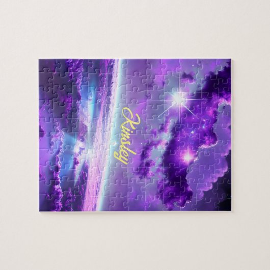 Kosmic Violet Paarse nevel wolken in het universum Legpuzzel (Horizontaal)