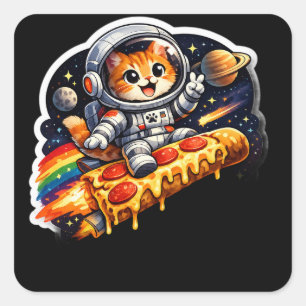 Kosmieke Pizza Kat Ruimte Sticker