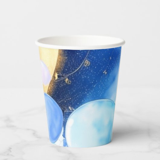 Kosmisch Baby shower Moon en Sterren geïnspireerd Papieren Bekers (Achterkant)