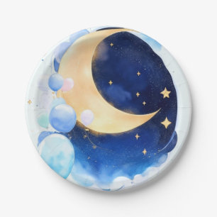 Kosmisch Baby shower Moon en Sterren geïnspireerd Papieren Bordje