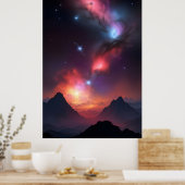 Kosmisch berglandschap poster (Keuken)