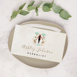 Kosmisch Bloemenmeisje Herboristerij Neutraal Beig Visitekaartje