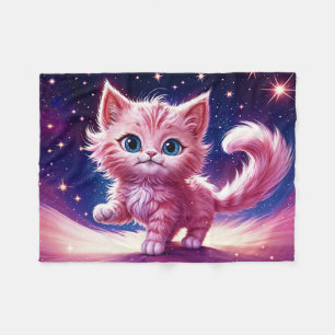 Kosmisch dier roze kat katachtige moderne stijl fleece deken