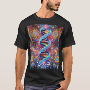 Kosmisch DNA: Levendig Psychedelisch Ontwerp/Zwart T-shirt