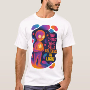 Kosmisch Glow Karakter & Inspirerende Kunst T-shirt