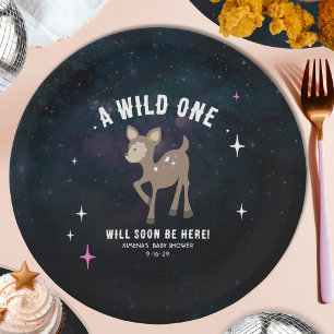 Kosmisch Herten Wild Een Roze Meisje Baby shower Papieren Bordje