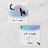** Kosmisch. Howling Wolf Rainbow Shaman Moon Vierkante Visitekaartje (Voorkant / Achterkant)