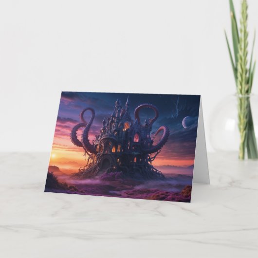 Kosmisch kasteel uit Eons Long Past Feestdagen Kaart (Voorkant)