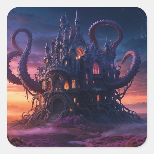 Kosmisch kasteel uit Eons Long Past Vierkante Sticker (Voorkant)