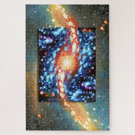 Kosmisch Sinaasappel en blauw Outer Space Impressi Legpuzzel (Verticaal)