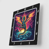 Kosmisch Storm Neon Dragon Vierkante Klok (Hoek)