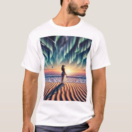 Kosmisch strandlandschap: Aurora Dreaming 3-D Opti T-shirt
