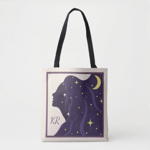 Kosmisch Universum Lady Paarse Gouden Sterren Pers Draagtas