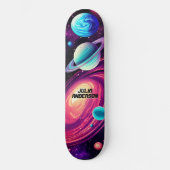Kosmisch Universum Planeten Galaxy Roze & Blauw Skateboard (Voorkant)