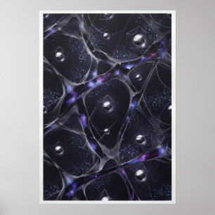 Kosmisch web zilveren bollen abstracte poster