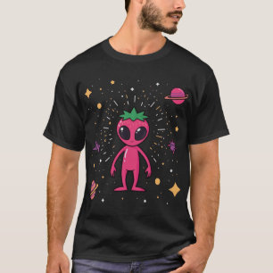 Kosmische Aardbei Alien – Cute Sci-Fi Fruit T-shirt