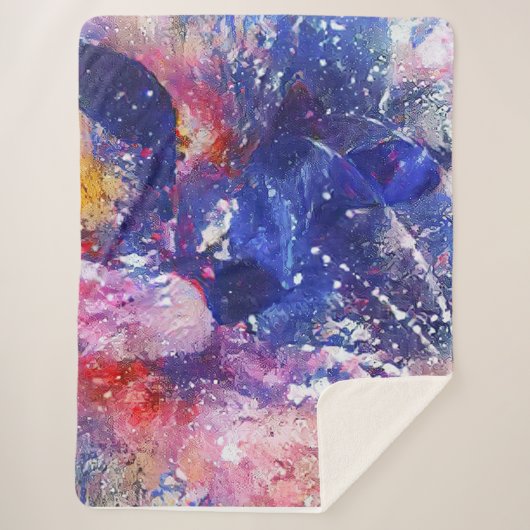 Kosmische Abstracte Cat Dreamscape Sherpa Deken (Voorkant)