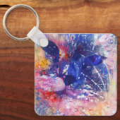 Kosmische Abstracte Cat Dreamscape Sleutelhanger (Voorkant)