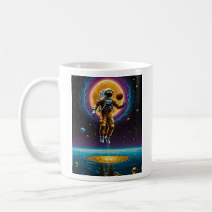 Kosmische Astronaut Basketbal Over Gold Planet T-s Koffiemok