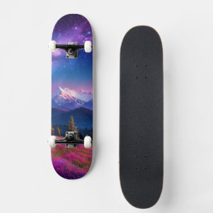 Kosmische Berg Neon Melkweg Natuur Fantasie Skateboard