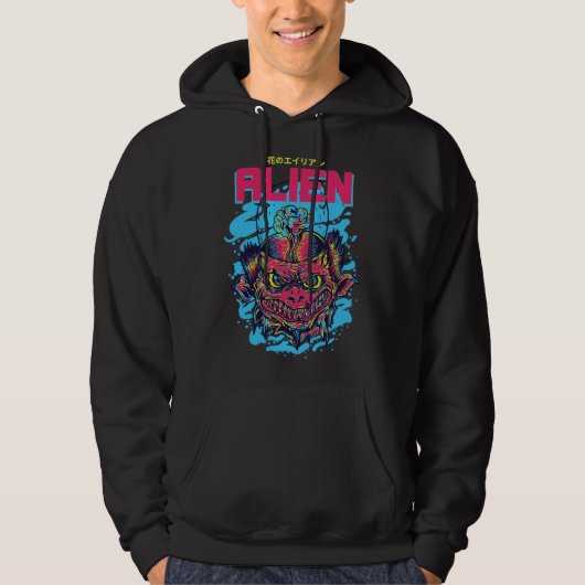 Kosmische Bezoeker: Het Buitenaardse Ontwerp Hoodie (Voorkant)
