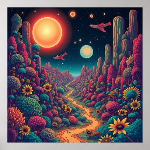 Kosmische bloei: een surrealistische reis door de poster