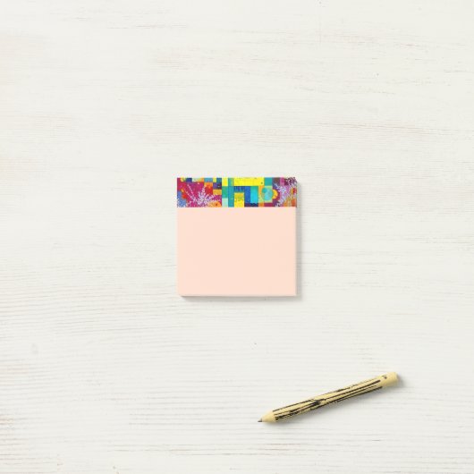 Kosmische bloementuin: Abstract mozaïek van dromen Post-it® Notes (Op bureau)