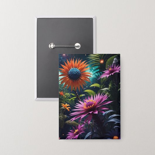 Kosmische bloesems Button (Voorkant / Achterkant)