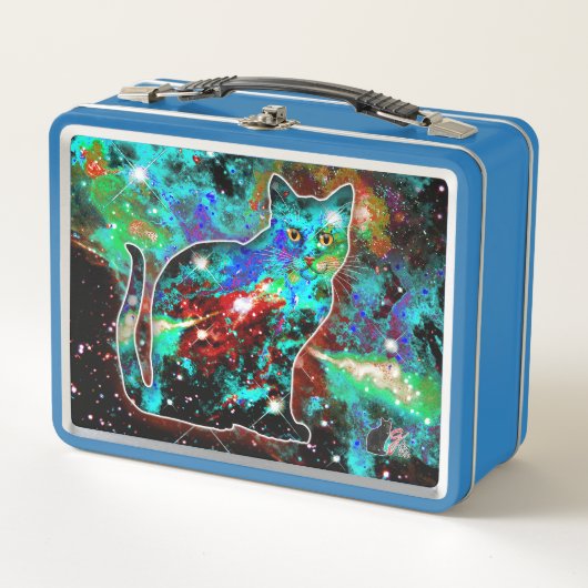 Kosmische Cat Lambda Metalen Lunchbox (Voorkant)