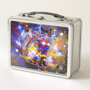 Kosmische Cat Psi metalen lunchbox