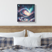 Kosmische Celestial Waves Wall Art | Maan en oceaa Canvas Afdruk (Insitu (Slaapkamer))