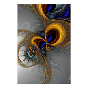 Kosmische convergentie: AI-veelkleurige fractal Perfect Poster