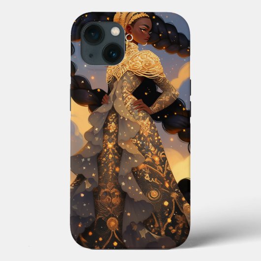 Kosmische Dame Afro-Amerikaanse Fantasy Kunst Case-Mate iPhone Case (Achterkant)