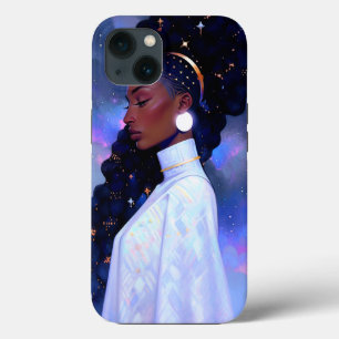 Kosmische Dame Afro-Amerikaanse Fantasy Kunst iPhone 13 Hoesje