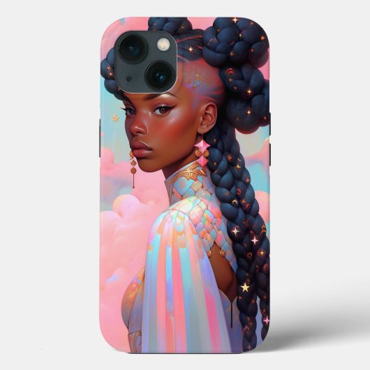 Kosmische Dame Afro-Amerikaanse Fantasy Kunst Case-Mate iPhone Case (Achterkant)