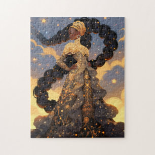 Kosmische Dame Afro-Amerikaanse Fantasy Kunst Legpuzzel