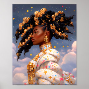 Kosmische Dame Afro-Amerikaanse Fantasy Kunst Poster