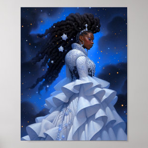 Kosmische Dame Afro-Amerikaanse Fantasy Kunst Poster