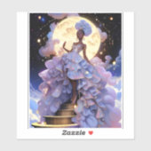 Kosmische Dame Afro-Amerikaanse Fantasy Kunst Sticker (Vel)