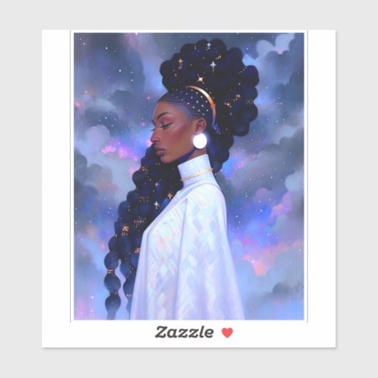 Kosmische Dame Afro-Amerikaanse Fantasy Kunst Sticker (Vel)