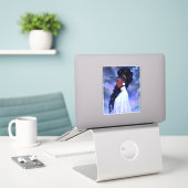 Kosmische Dame Afro-Amerikaanse Fantasy Kunst Sticker (Laptop op bureau)