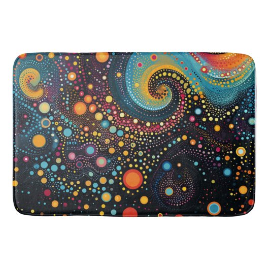 Kosmische Dans: Polka Dots in Space Art Badmat (Voorkant)