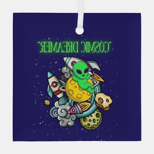 kosmische dromer glas ornament (Achterkant)