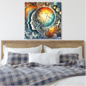 Kosmische energie en surrealistische Abstracte gez Canvas Afdruk (Insitu (Slaapkamer))