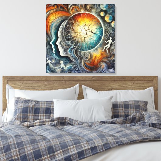 Kosmische energie en surrealistische Abstracte gez Canvas Afdruk (Insitu (Slaapkamer))