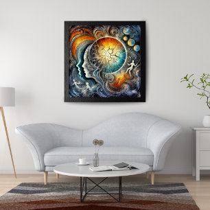 Kosmische Energie en Surrealistische Abstracte Gez Canvas Afdruk