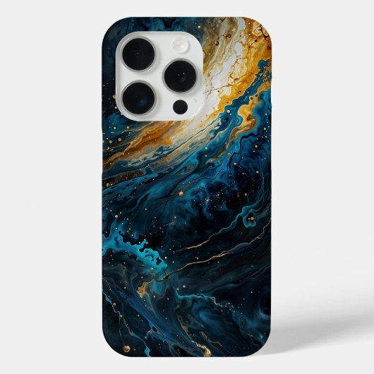 Kosmische Explosie Blauw en Goud Abstract Case-Mate iPhone Case (Achterkant)