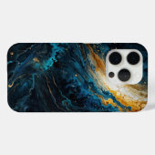 Kosmische Explosie Blauw en Goud Abstract Case-Mate iPhone Case (Achterkant (horizontaal))